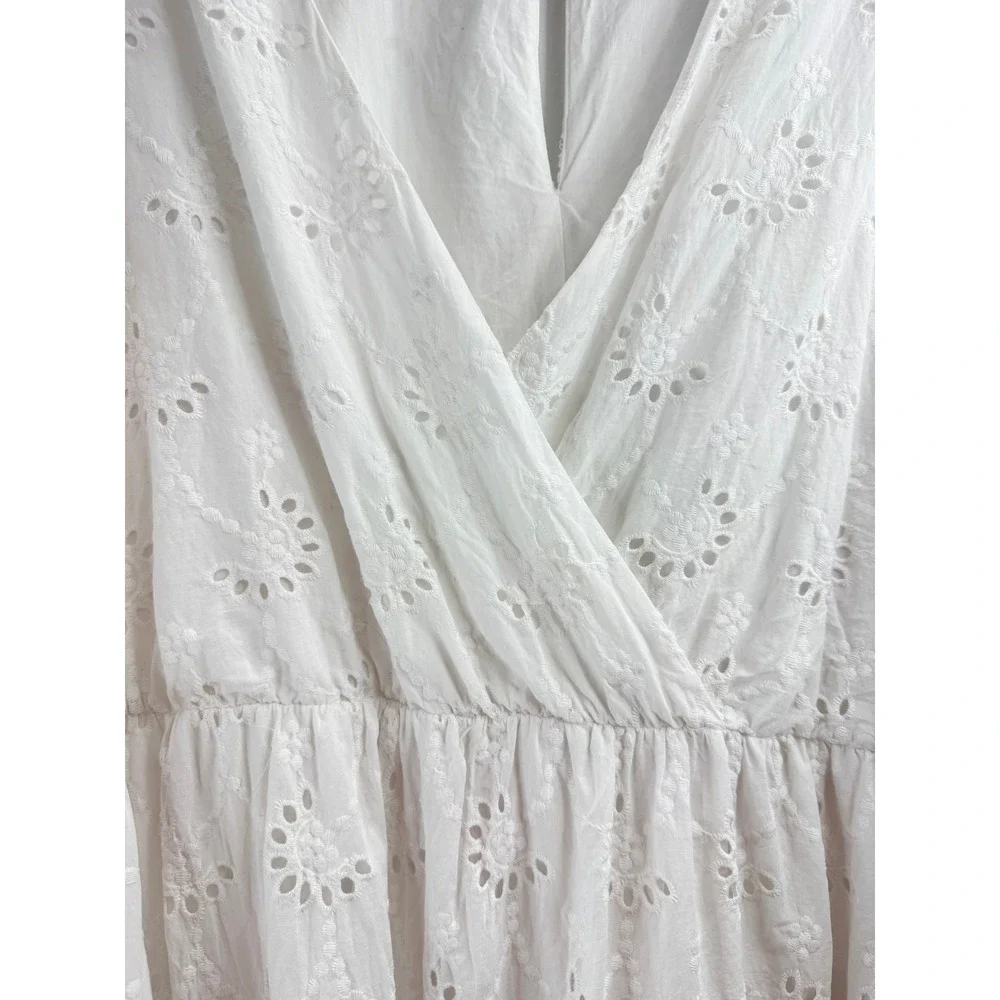 Torrid White Eyelet Cotton‎ Wrap Dress Plus Size 5 Boho Wedding Beachy Classic - Picture 5 of 12